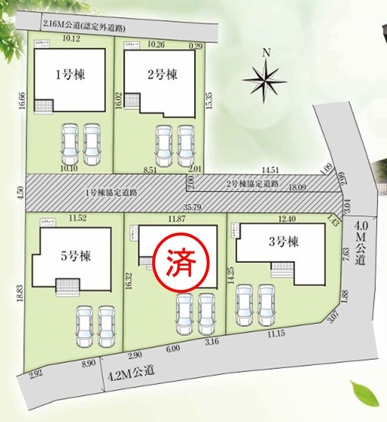 ◇泉町下川　3期　全5棟　1号棟　新生活応援キャンペーン実施中◇の区画図|区画図です。
