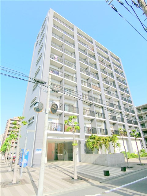 イプセ多摩川緑地の外観|2007年2月築　RC鉄筋コンクリート造地上10階建て1R～1SLDK総戸数64戸のデザイナーズマンション　東京都大田区南六郷3丁目　京浜急行本線雑色駅最寄り　多摩川近くの落ち着いた住環境！