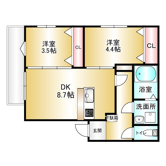 筑紫野市美咲のアパートの間取り|別号数タイプ