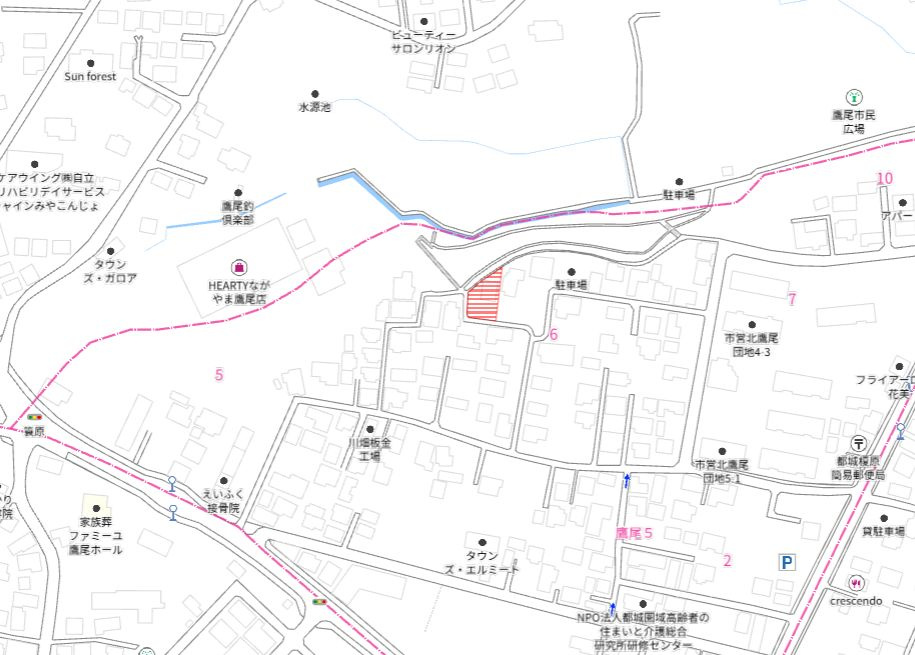 都城市鷹尾５丁目の倉庫の地図