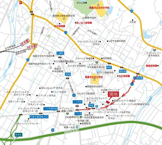 朝倉市頓田　新築戸建【3号地】の地図