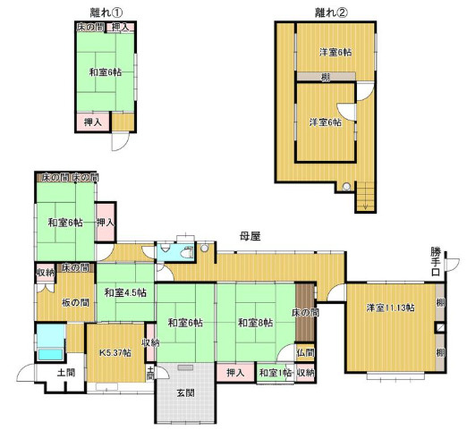 御所市東持田　中古戸建の間取り|離れが２棟あり趣味部屋やお客様用としても大活躍!(^^)!　