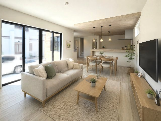 【居間・リビング】 | 福岡市南区井尻2丁目1期　1号棟（全1棟）【仲介手数料無料・0円】 | 現地写真。家具・家電等はCGによる配置例です。物件には含まれません
