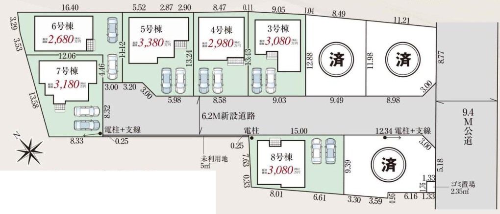 狭山市笹井10期 新築戸建　全9棟　グラファーレの区画図|令和8年8月20日撮影。