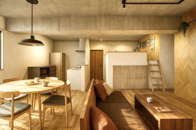 【ReDream】マイプラザ塔南の完成予想図|【リノベーションプラン　イメージパース】
ナチュラルモダンの温かな素材感と南から差し込む自然光が調和したお部屋！