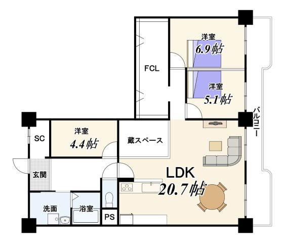 【ReDream】マイプラザ塔南の間取り