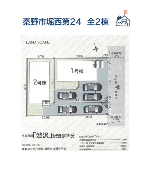 【区画図】 | 新宿駅まで直通１本！快速急行が停車する小田急線「渋沢」駅徒歩圏の好立地◎
小・中学校近く、お買い物便も良好ですよ♪