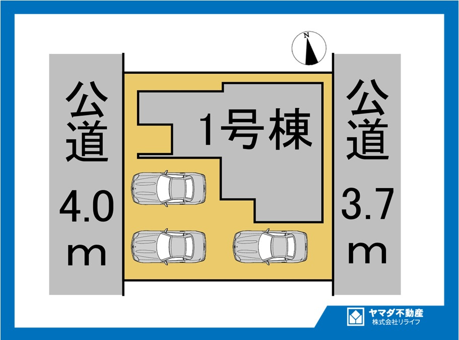 ブルーミングガーデン　一宮市浅井町河田桜の里　全1区画分譲の区画図|■区画図
■YAMADA電機の　ヤマダ不動産　株式会社リライフ　
いつでもお問合わせ下さい。