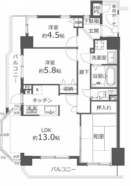 ライオンズガーデン西新井大師壱番館の間取り