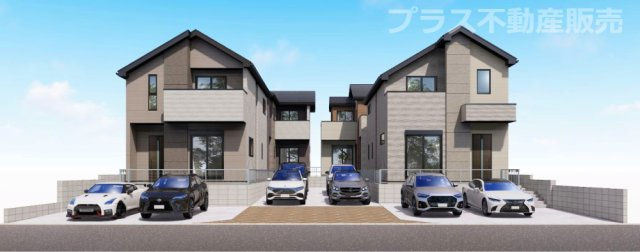 【外観】 | 福岡市東区若宮4丁目4期　3号棟（全4棟）【仲介手数料無料・0円】 | 完成イメージの外観パースです。