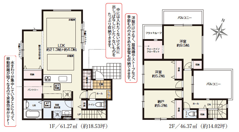 練馬区東大泉6丁目　24.5帖～LDK　贅沢仕様　全3棟の間取り|2号棟　2(3)LDK+S+土間収納+パントリー+WIC+カースペース　敷地面積 110.35ｍ2　建物面積 107.64ｍ2