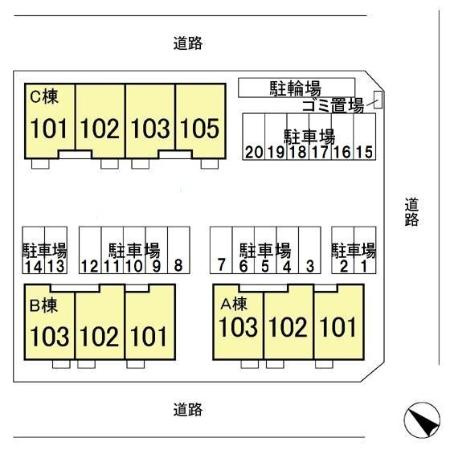 サンパティーク　B B-101の区画図|配置図