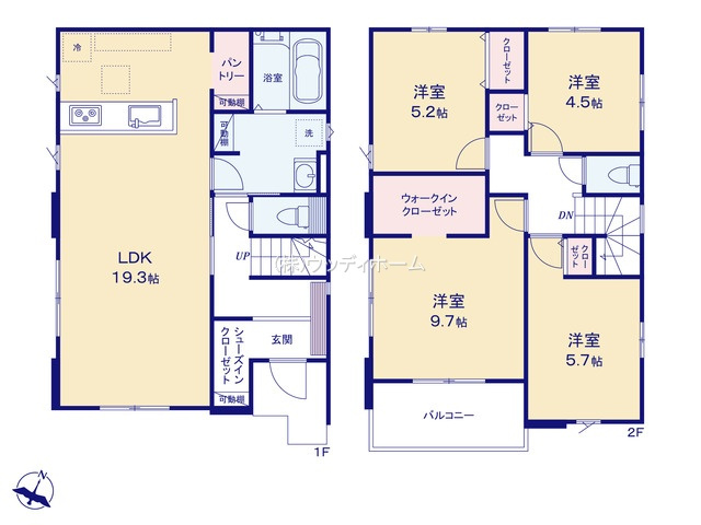 越谷市千間台西31期　新築一戸建ての間取り
