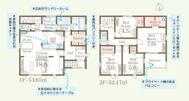 【間取り】 | 大泉町第6仙石　一建設＜全５棟＞ | 全居室南向きの明るい間取り♪