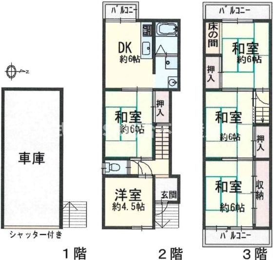 横小路町4丁目中古戸建の間取り|全和室に押入がございます！収納容量たっぷりあるのは嬉しいですね♪