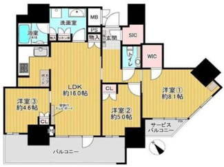 【間取り】 | グランドメゾン上町台レジデンスタワー | 【間取り】13階・3LDK南西角住戸☆各居室収納充実◎