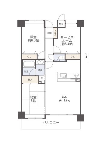 フローレンス井口台ビューステージの間取り|2LDK+Sの間取で、和室とリビングを一体で活用もできます。