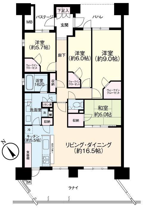 南西向き角部屋の12階