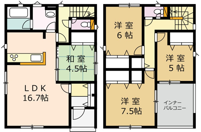 【間取り】 | 【月々６ 万 円 台～・おまとめ不要】古川穂波全2棟　2号棟