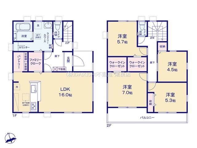 【間取り】 | 加須市三俣1丁目　Livele Garden.S　新築戸建　全5棟　5号棟