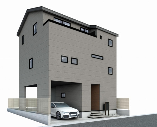 【外観】 | 【仲介手数料０円】相模原市南区東林間1丁目　新築一戸建て | 外観パース　相模原市南区東林間1丁目　新築一戸建て