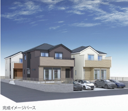 【外観パース】 | 【仲介手数料０円】厚木市林5丁目1期　新築一戸建て　全3棟 | 【仲介手数料０円】厚木市林5丁目1期　新築一戸建て　全3棟