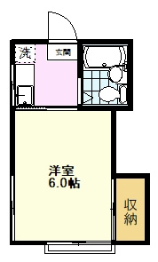 【間取り】 | ホワイトコート | ホワイトコート、1-Ｂ号室、１Ｋ