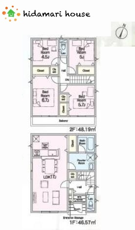 上尾市領家第2　新築戸建　クレイドル07の間取り|4LDK