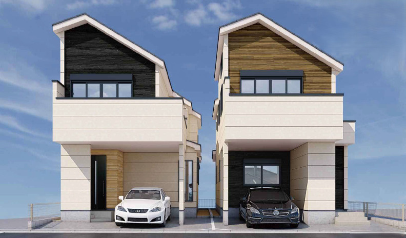 練馬区富士見台2丁目　ZEH水準　省エネ快適邸宅　限定2棟の外観パース