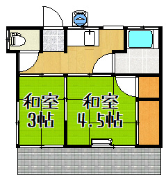 飯島貸家の間取り|※間取り反転
使い勝手の良いコンパクトな間取り！