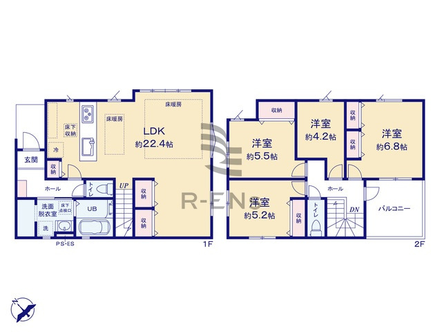 【間取り】 | 西東京市西原町４丁目　新築戸建て　１号棟 | 4LDK・土地面積113.01ｍ2・建物面積105.78ｍ2