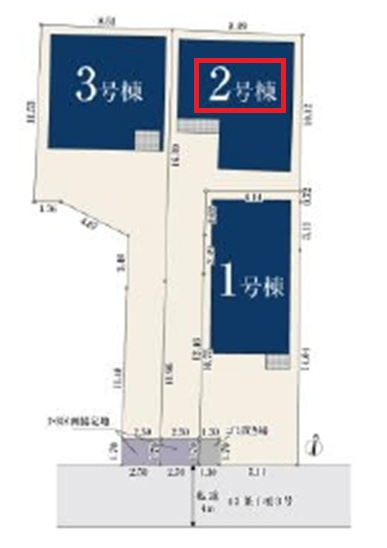 所沢市向陽町・全3棟　新築一戸建　2号棟　～オール電化～の区画図|【全3棟・2号棟】
駐車1台可能です。