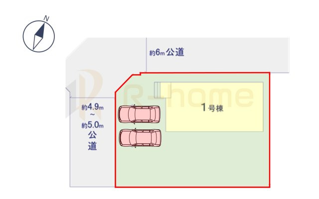 水戸市住吉町5期　新築戸建て　1号棟の区画図|大きなお買い物だからこそ、メリット・デメリットを伝えさせて頂きます。
R-homeにお任せください♪