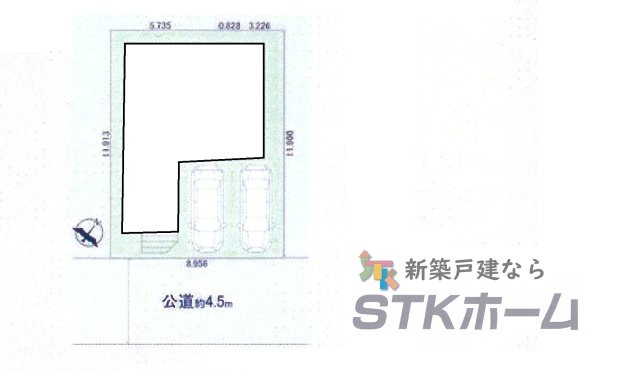 仲介手数料無料　上尾市浅間台２丁目24-23　新築戸建　全１棟の区画図