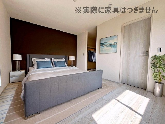 新築戸建・新築建売　福島市笹木野町裏第4　野田小・野田中の洋室|画像はバーチャルホームステージングの加工による演出で、実際の家具は付きません。