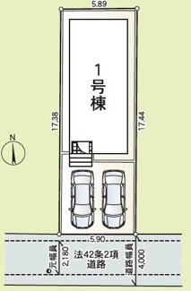 【区画図】 | 平塚市長持  1号棟 第15 | 南道路　南側約4.0ｍ公道（セットバック済）　駐車並列2台（車種によります）　敷地面積31.0坪