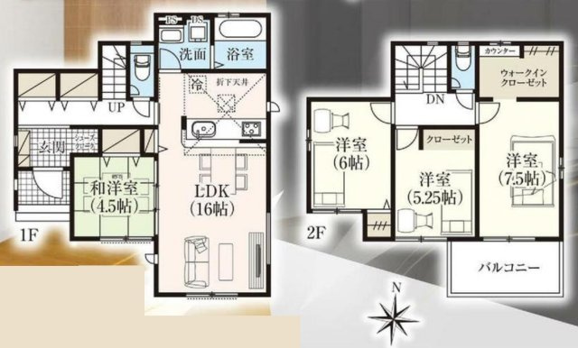 市川市下貝塚３丁目新築戸建【宮久保小学校：9分】の間取り|南向き・4LDK