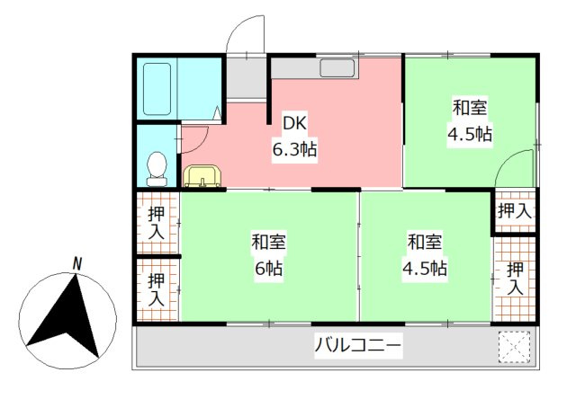 山田ハイツの間取り