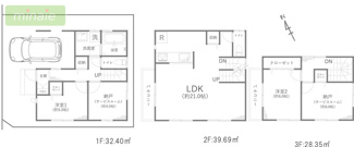 【間取り】 | 平日・土日ご見学可能です　LDK20帖　市川市大和田 | 本八幡駅徒歩14分！の４LDKです

LDK21と広く窓が多く各居室2面採光
井出全体が明るいです