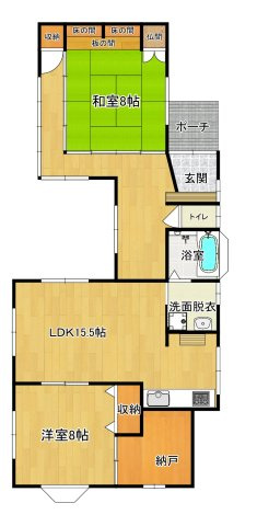 中古住宅　遠賀町若葉台7-7の間取り|2LDK＋納戸
