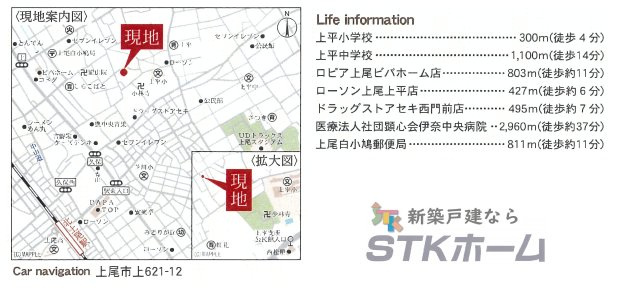 仲介手数料無料　上尾市上621-12　新築戸建　全1棟の地図