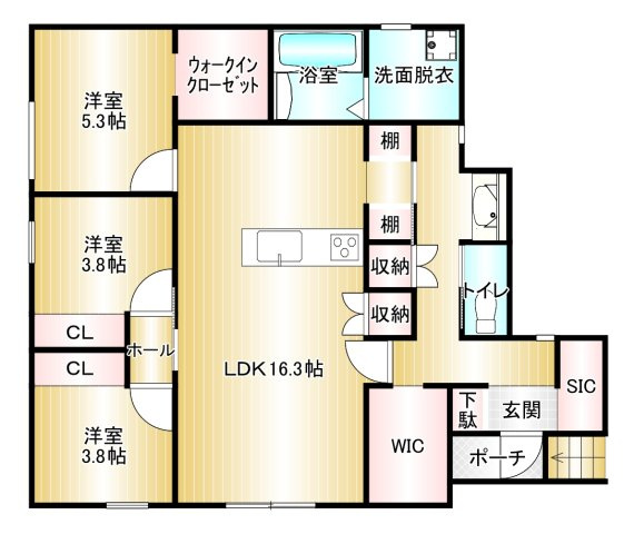 宮ノ陣平屋建住宅の間取り