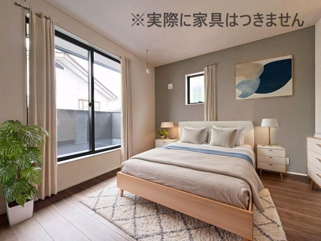 新築戸建・新築建売　福島市渡利舟場　渡利小・渡利中の洋室|画像はバーチャルホームステージングの加工による演出で、実際の家具は付きません。