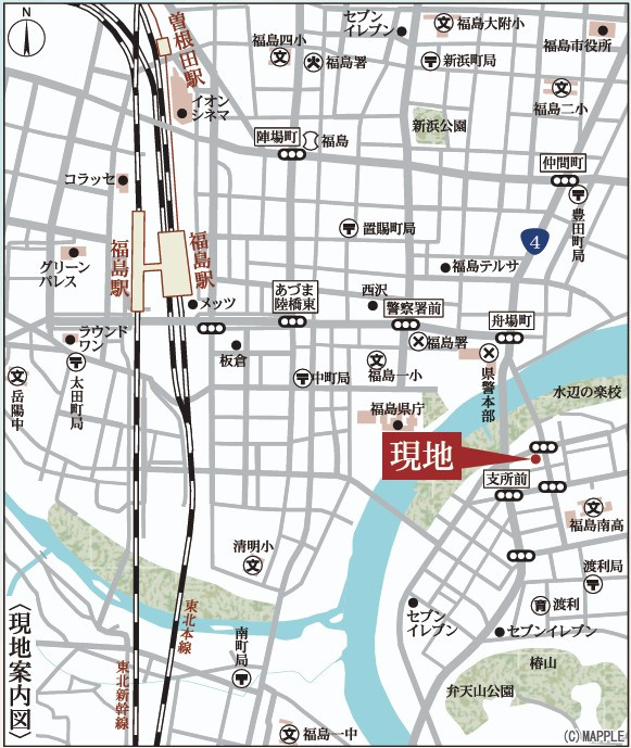 新築戸建・新築建売　福島市渡利舟場　渡利小・渡利中の地図
