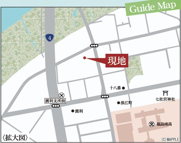 新築戸建・新築建売　福島市渡利舟場　渡利小・渡利中の地図