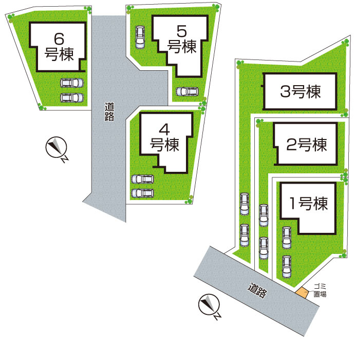 神戸市北区道場町日下部　第2期　新築一戸建ての区画図|全6区画