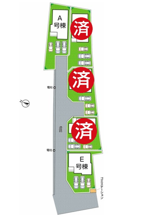 神戸市北区道場町道場　新築一戸建ての区画図|全5区画