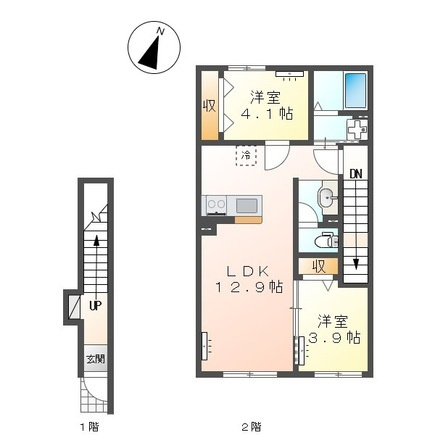 鹿嶋市大字平井　アパート新築工事の間取り|間取図