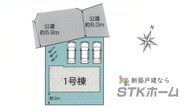仲介手数料無料　上尾市小泉379-39　新築戸建　全１棟の区画図