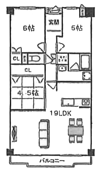【間取り】 | ユニ宇治川マンション3号館